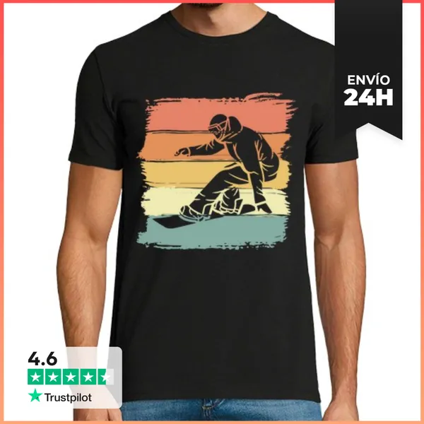 Camiseta Hombre Clásica Snowboard Retro Vintage Para Snowboard