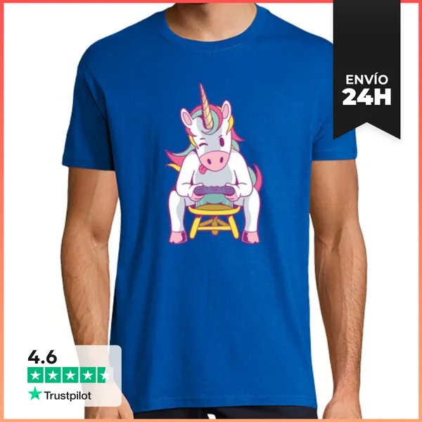 Camiseta Hombre Clásica Camiseta Unicorn Gamer LaTostadora