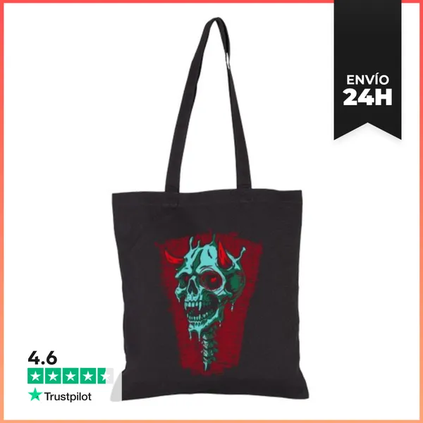 Bolsa De Tela Craneo Con Lineas Rojas LaTostadora