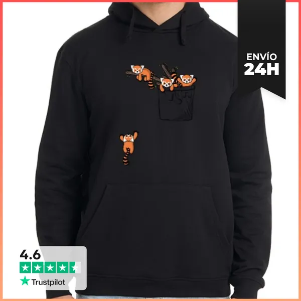 Sudadera Unisex Con Capucha Pocket Red Panda Bears LaTostadora