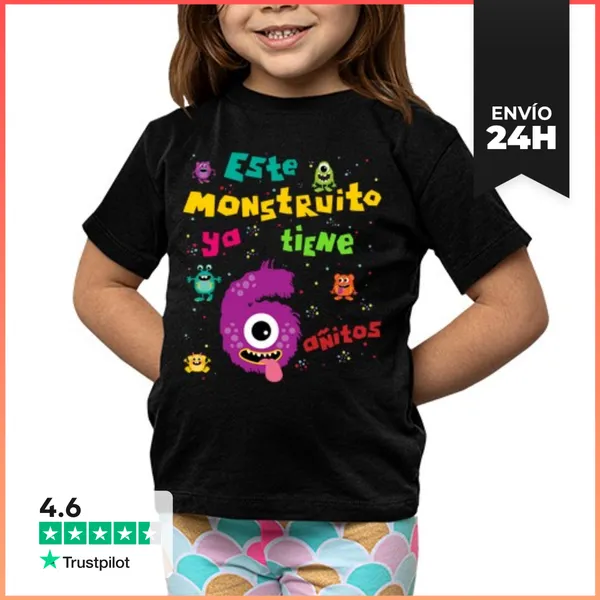 Camiseta Clásica Para Niños Cumpleaños Monstruo 6 Años