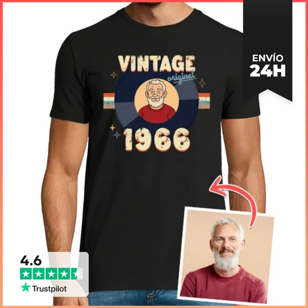 Camiseta Hombre Clásica Efecto Ilustración Vintage Camiseta
