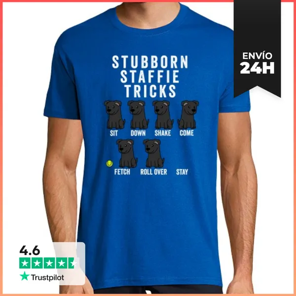 Camiseta Hombre Clásica Staffordshire Bull Terrier Stubborn