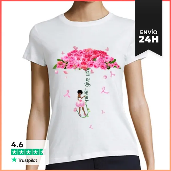 Camiseta Mujer Clásica Octubre Rosa Cáncer De Mama Regalo Muje