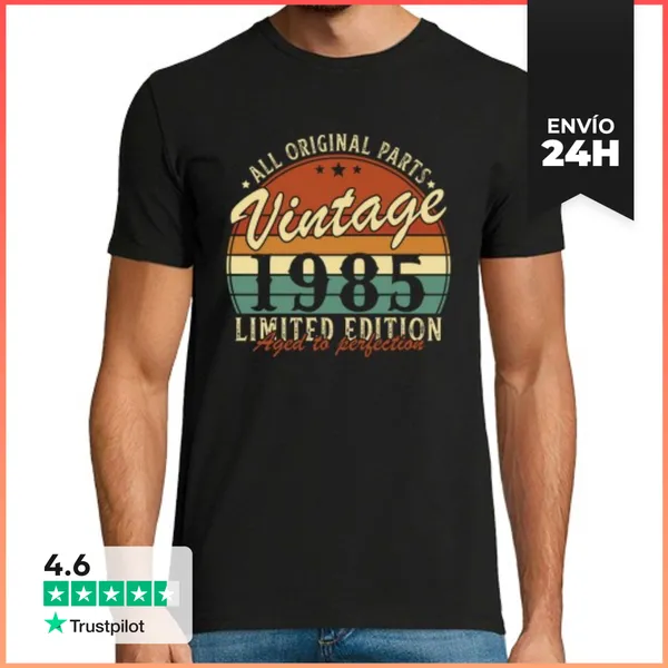 Camiseta Hombre Clásica 40 Años 1985 Vintage Cumpleaños Retro