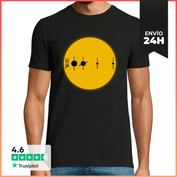 Camiseta Hombre Clásica Solar System Real Size LaTostadora