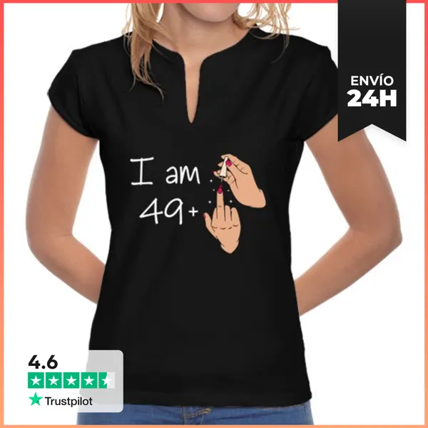 Camiseta Mujer Cuello Mao Tengo 49 1 Camiseta Con El Dedo Medio T