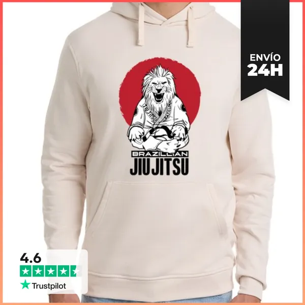 Sudadera Unisex Con Capucha Jiu Jitsu Brasileño León Rojo