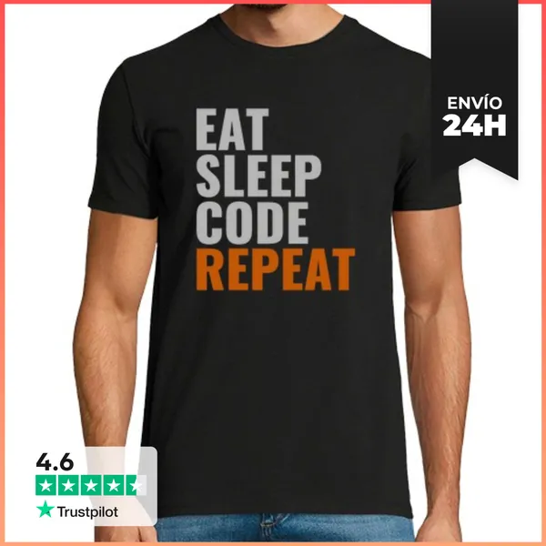 Camiseta Hombre Clásica Eat Sleep Code Repeat Male Style 2
