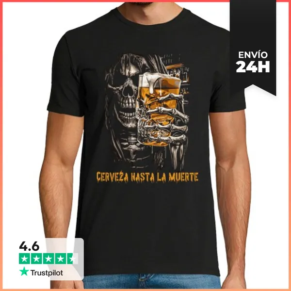 Camiseta Hombre Clásica Cerveza Hasta La Muerte LaTostadora