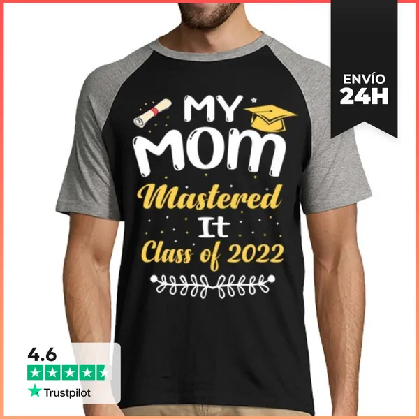 Camiseta Hombre, Estilo Béisbol Mi Mamá Lo Dominó Clase De 2022