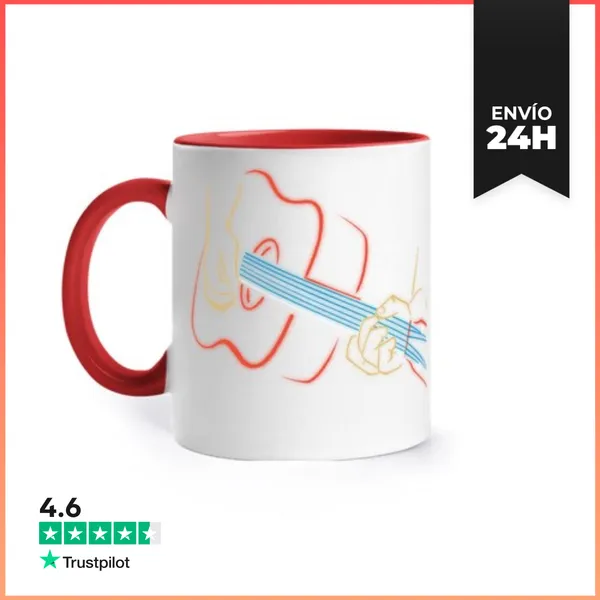 Taza De Colores Guitarra De Jazz Acústica Neón Cabaret Taza