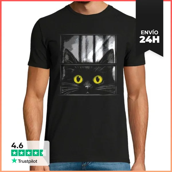 Camiseta Hombre Clásica Gato Espeluznante LaTostadora