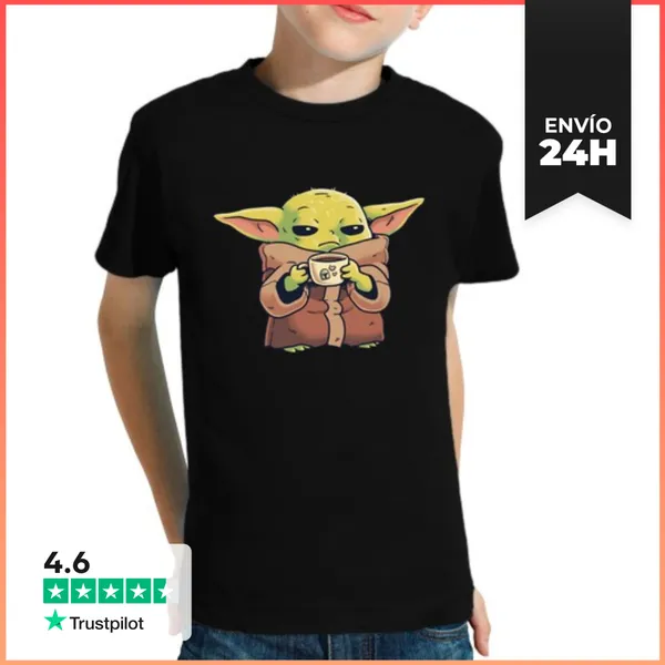 Camiseta Clásica Para Niños Baby Yoda Mandalorian Morning Coffee