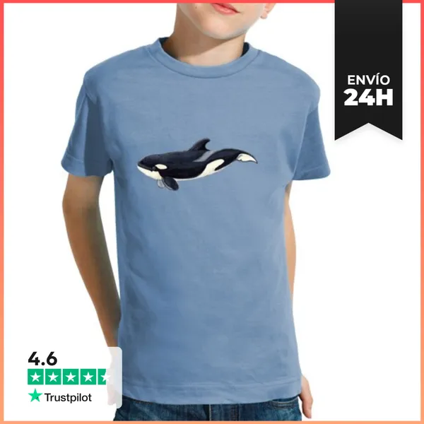 Camiseta Clásica Para Niños Camiseta Orca Niño, Manga Corta,