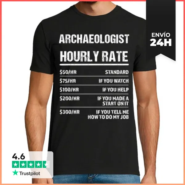 Camiseta Hombre Clásica Arqueólogo Tarifa Por Hora Divertido