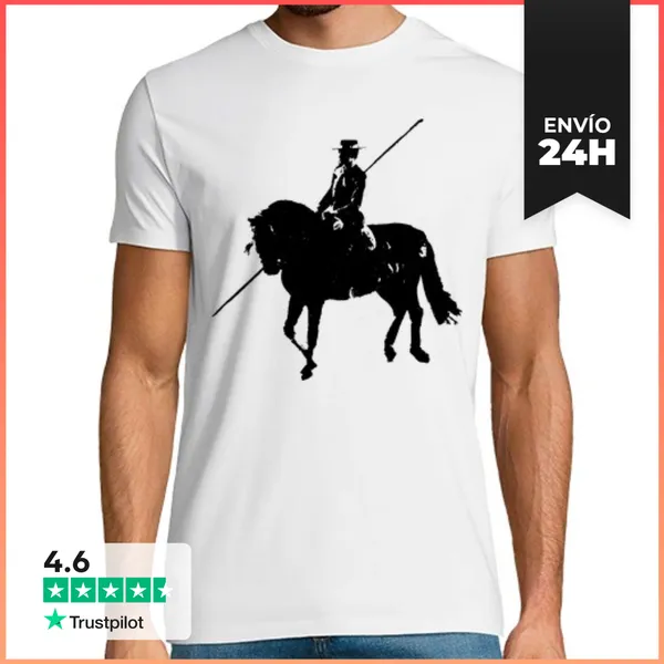 Camiseta Hombre Clásica Caballo Garrocha Jinete Traje Corto Neg