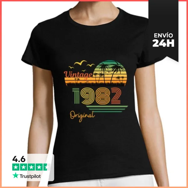 Camiseta Mujer Clásica Vendimia 1982 Original LaTostadora