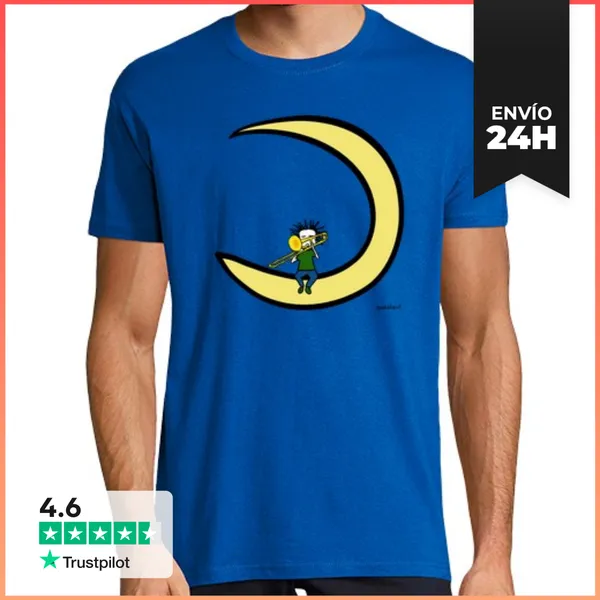 Camiseta Hombre Clásica Moon And Trombonist LaTostadora