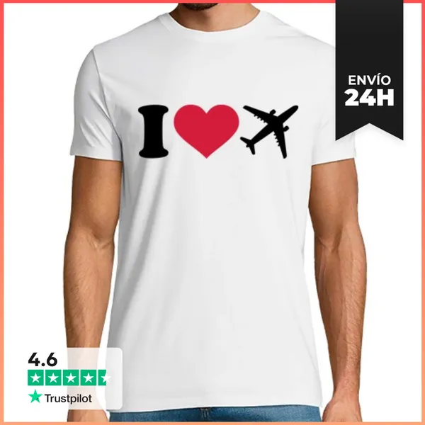 Camiseta Hombre Clásica Amo Los Aviones LaTostadora