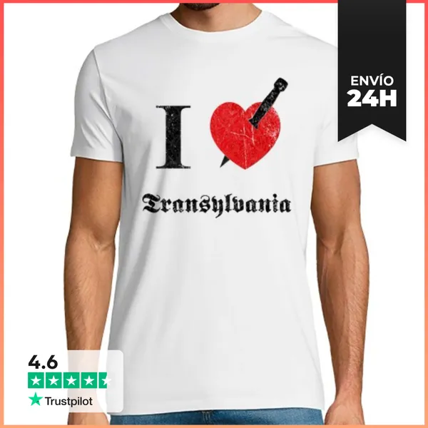 Camiseta Hombre Clásica I Love Transylvania (negro Erosionado Fu