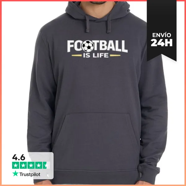 Sudadera Unisex Con Capucha El Fútbol Es Vida LaTostadora