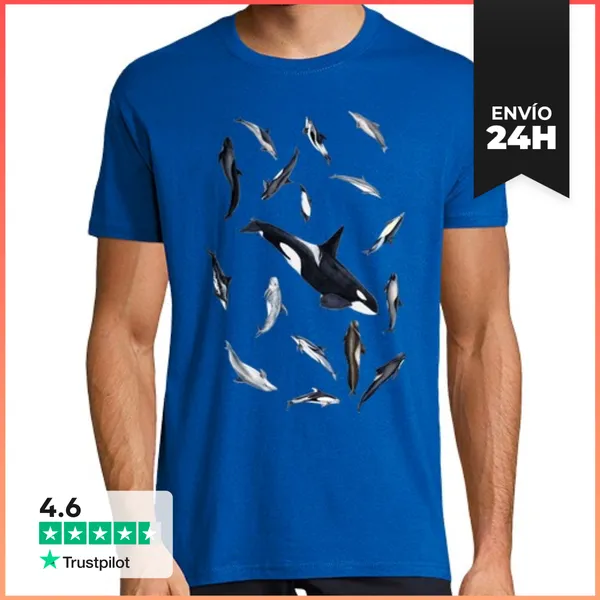 Camiseta Hombre Clásica Camiseta Hombre Delfines, Calderones Y