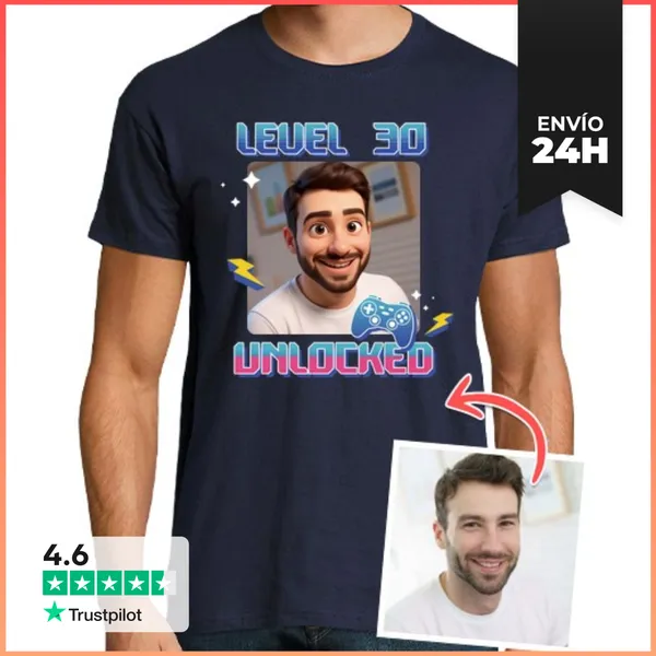 Camiseta Hombre Clásica Efecto Animación 3D Camiseta Level 30