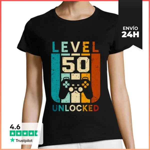 Camiseta Mujer Clásica 50 Level Unlocked Colores 000015