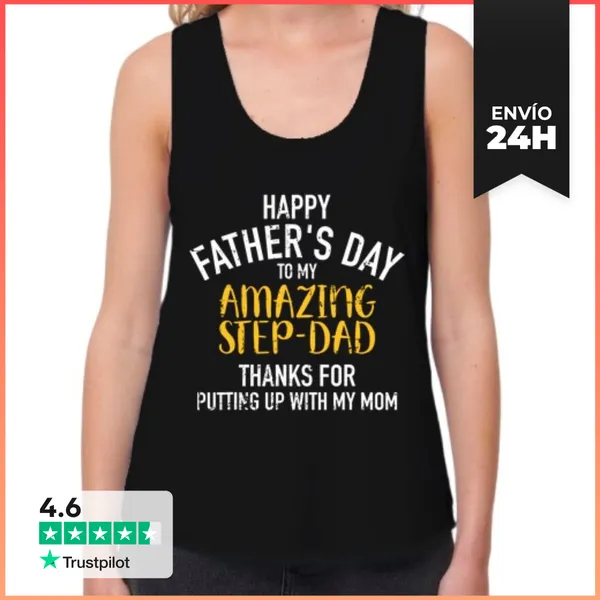 Camiseta Mujer Sin Mangas, Loose Fit Feliz Día Del Padre Papá