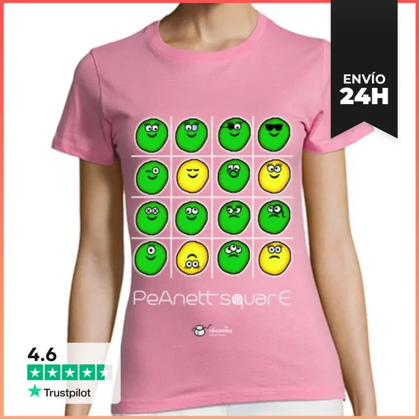 Camiseta Mujer Clásica PeAnett SquarE (fondos Oscuros)
