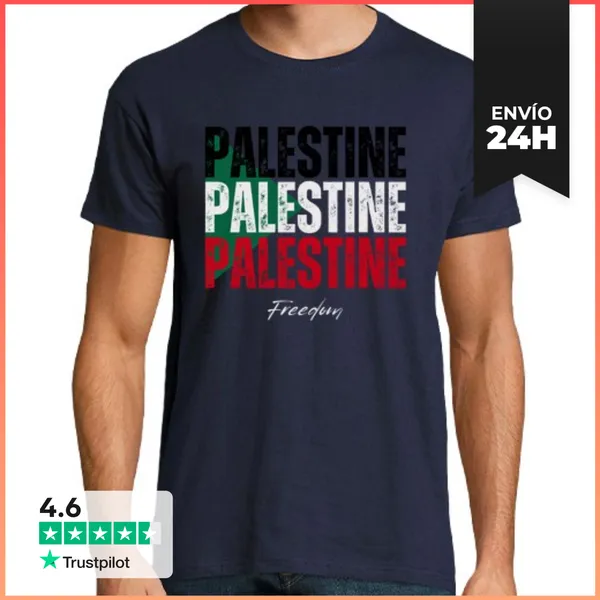 Camiseta Hombre Clásica Bandera Palestina, Hecho En Palestina