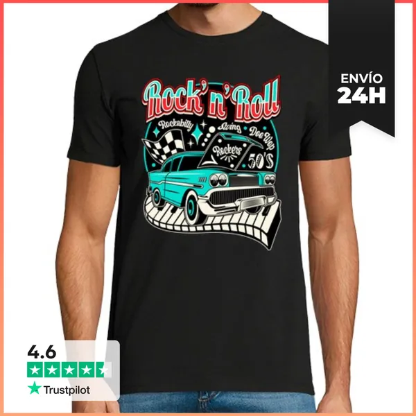Camiseta Hombre Clásica Rockabilly Retro Rockers 50s Música Rock