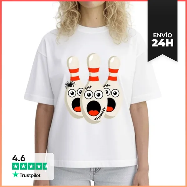 Camiseta Mujer Boxy Humor De Bolos De Halloween LaTostadora