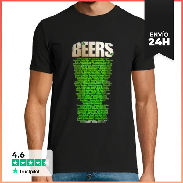 Camiseta Hombre Clásica Tipos De Cerveza, Dia De San Patricio