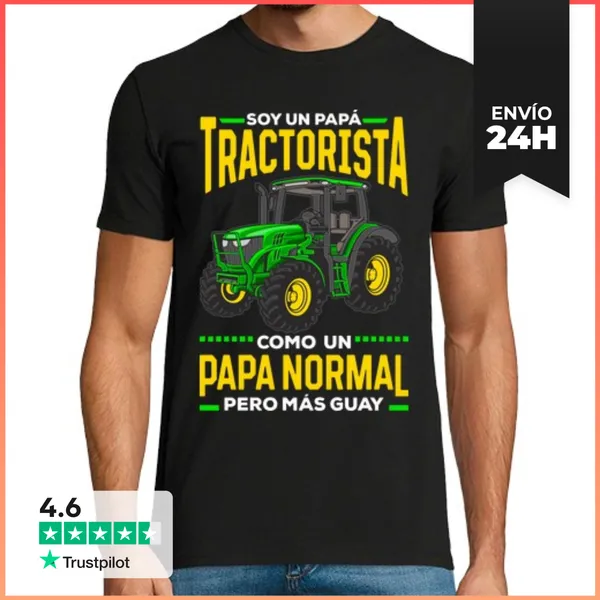 Camiseta Hombre Clásica Papá Tractorista Agricultor Granjero