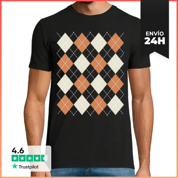 Camiseta Hombre Clásica Camiseta Vintage Argyle Rombos Retro