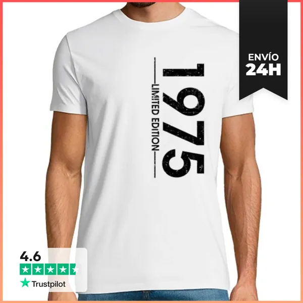 Camiseta Hombre Clásica 1975 Año-vertical-negro 000033