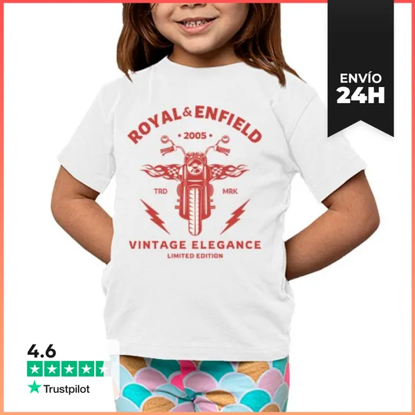 Camiseta Clásica Para Niños Royal Enfield 2005 Vintage Elegance -