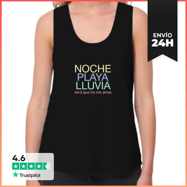 Camiseta Mujer Sin Mangas, Loose Fit Mujer, Sin Mangas, Negra,