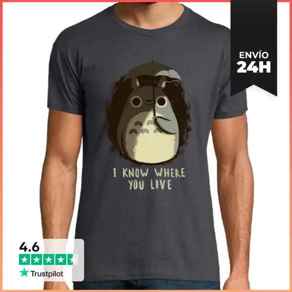 Camiseta Hombre Clásica Totoro Umbrella - I Know Where You Live