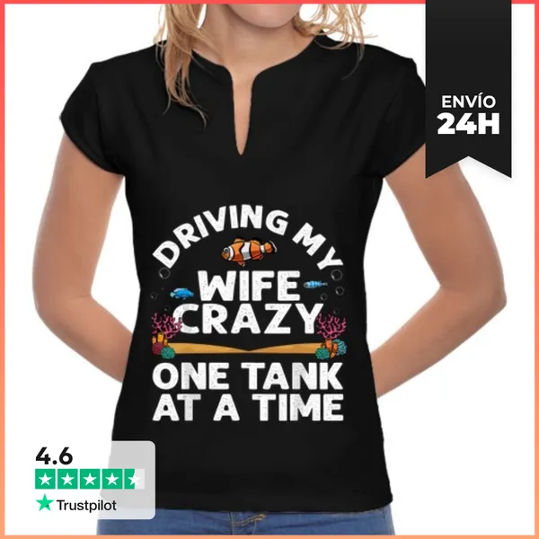 Camiseta Mujer Cuello Mao Divertido Acuario Hombres Papá Esposo