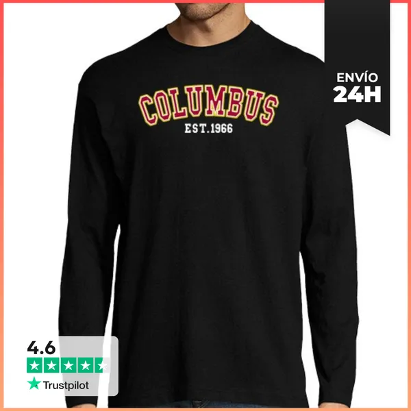 Camiseta Hombre Manga Larga Columbus Est 1966 LaTostadora