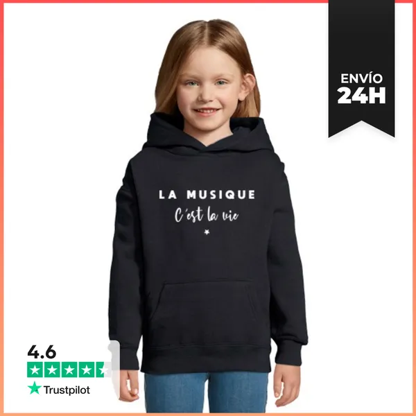 Sudadera Para Niños Con Capucha La Música Es Vida LaTostadora