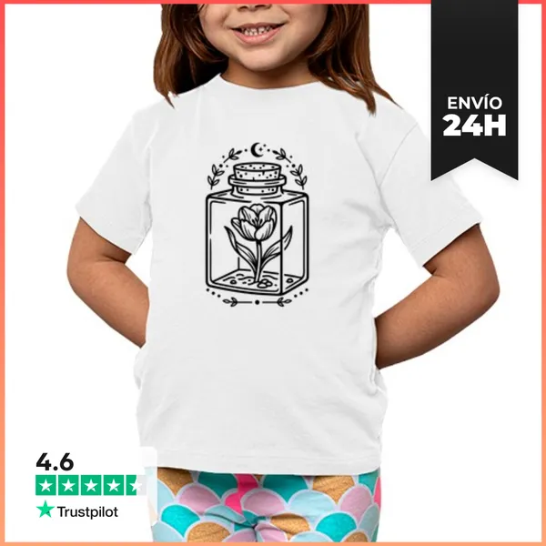 Camiseta Clásica Para Niños Tulipán En Frasco Cúbico LaTostadora
