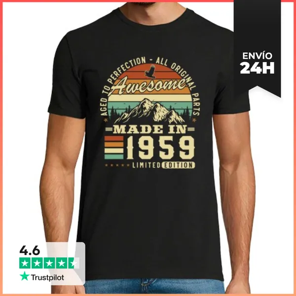 Camiseta Hombre Clásica 1959 Vintage Retro Regalo Cumpleaños