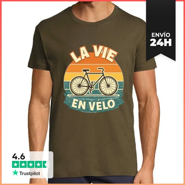 Camiseta Hombre Clásica Camiseta Retro La Vida En Bicicleta El