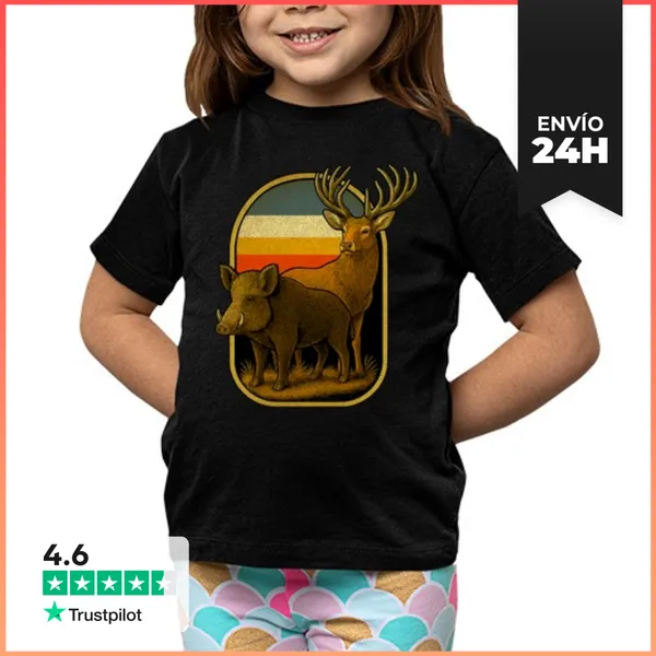 Camiseta Clásica Para Niños Ciervo Y Jabali New LaTostadora