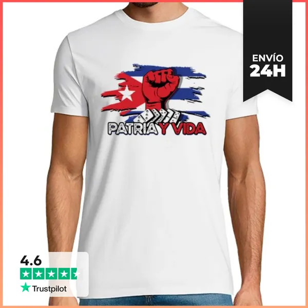 Camiseta Hombre Clásica Patria Y Vida Cubano Cubana Pride