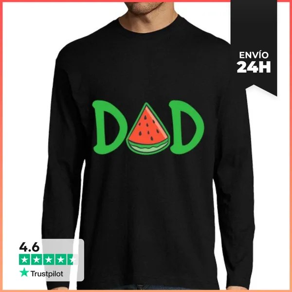 Camiseta Hombre Manga Larga Papá Sandía Divertido Verano Melón